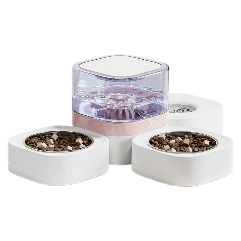 Madden Cordless Pet Water Fountain with Feeding Bowl – for Cats & Dogs