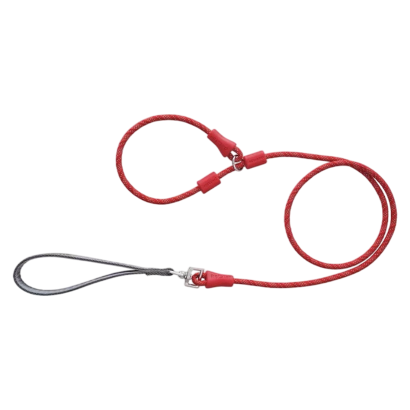 Red Petstar rope slip lead with adjustable neck loop and grey padded handle