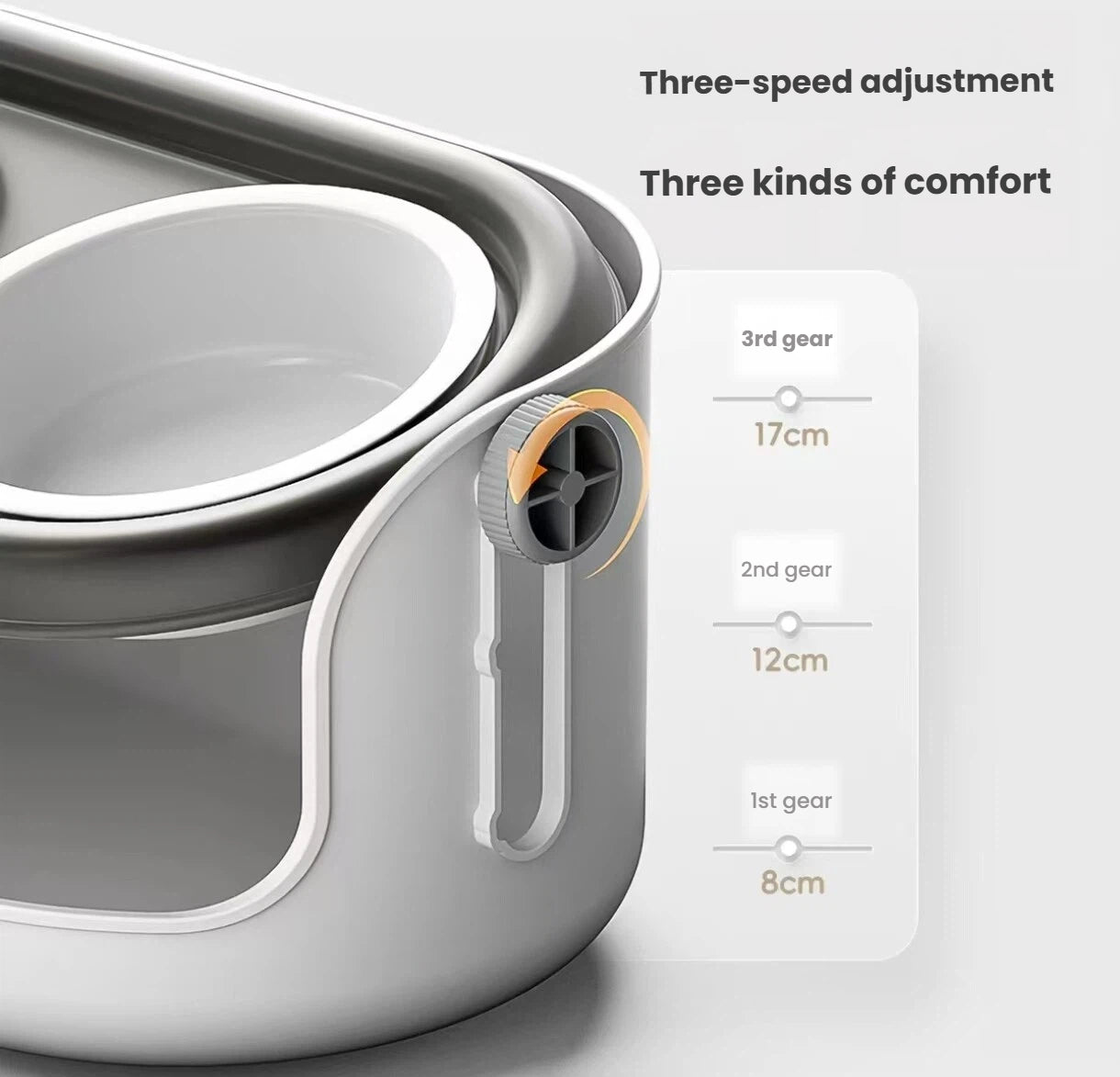Three height settings on the Popocola adjustable raised ceramic bowl