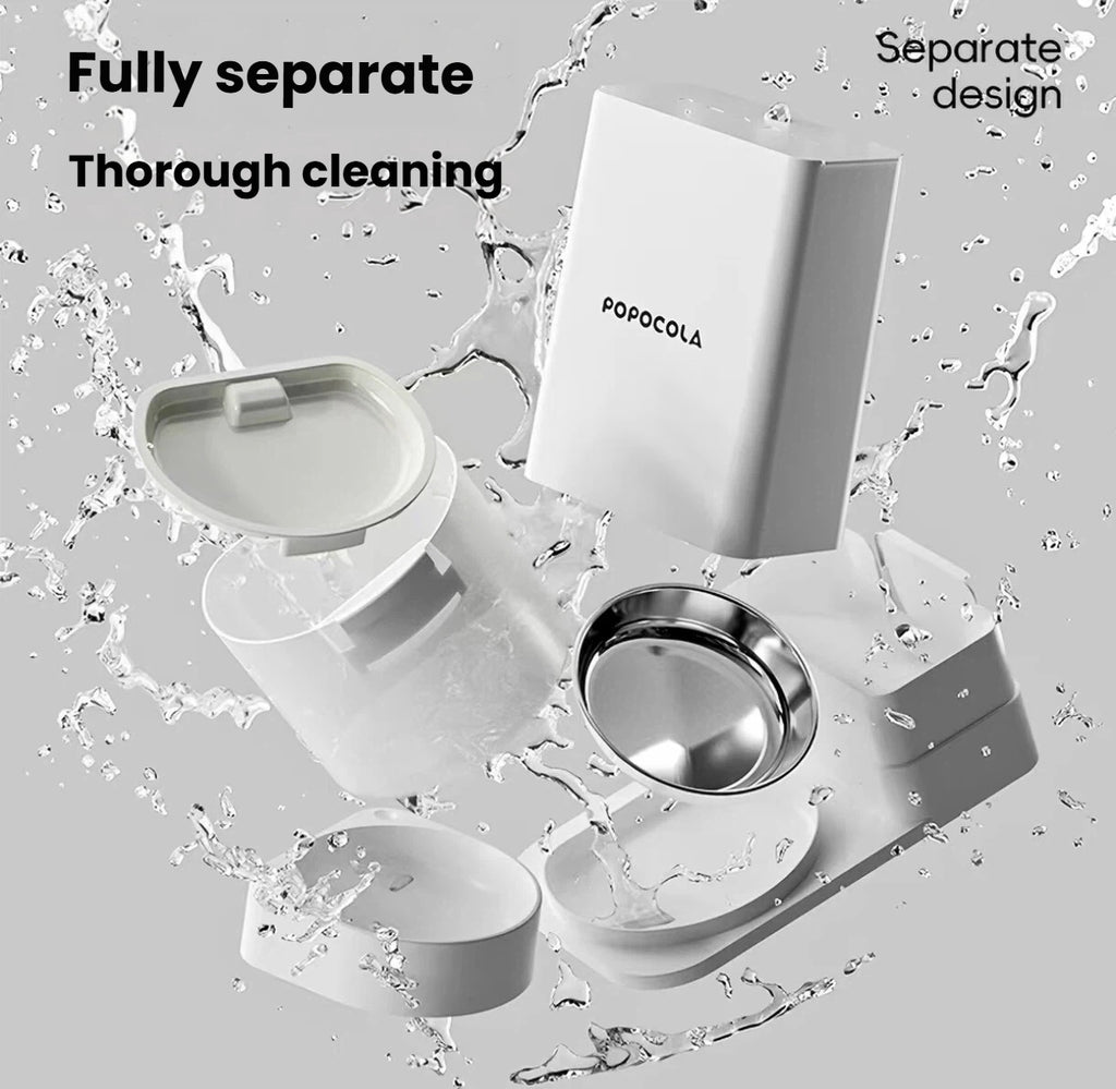 Disassembled washable parts from the Popocola feeder and fountain