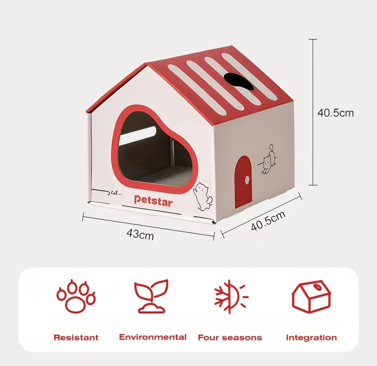 Petstar scratcher house dimensions: 43 by 40.5 by 40.5 cm