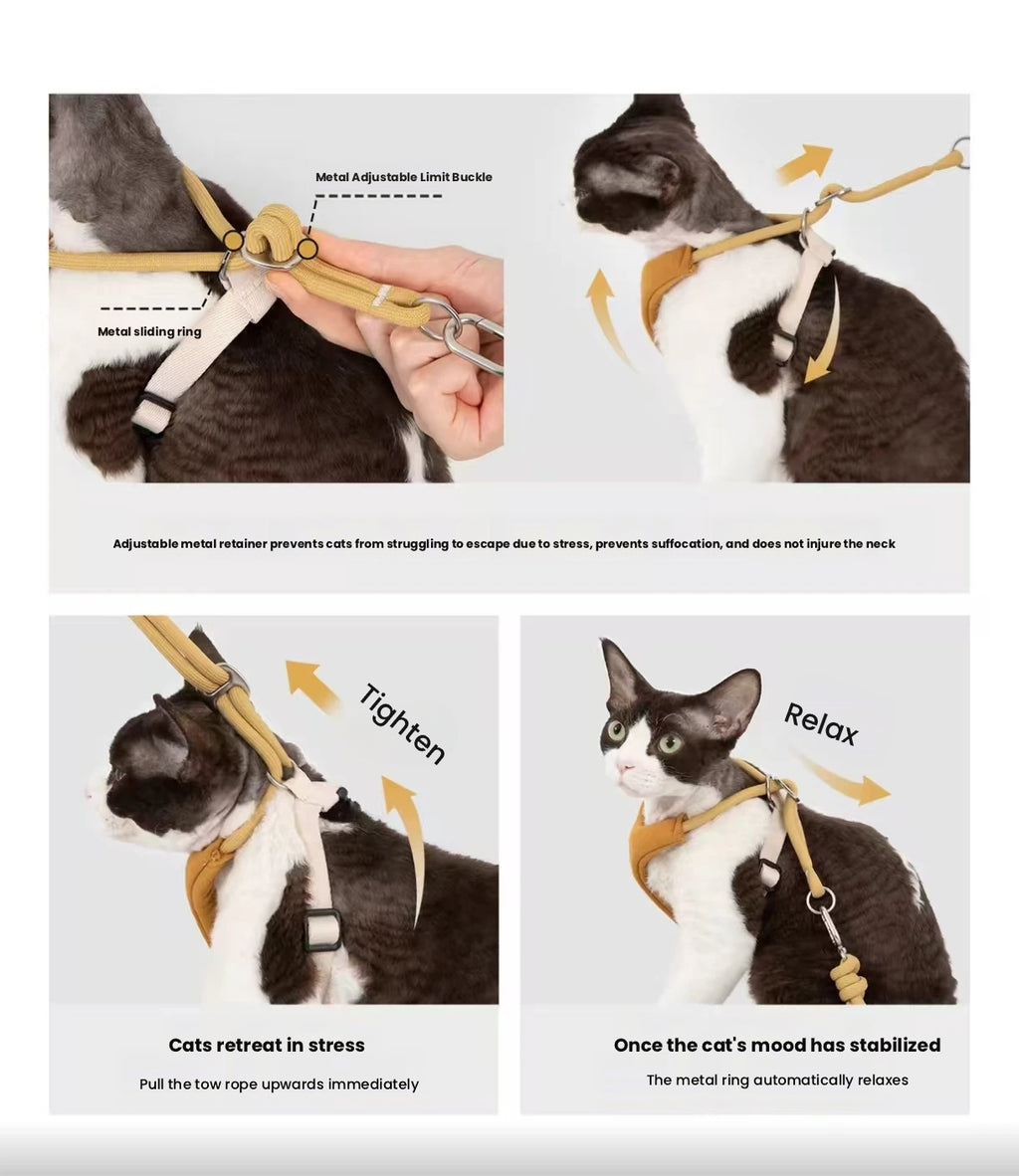 HiDREAM Escape-Proof Cat Harness and Leash Set - Y-Shape No-Choke Crossbody Walking Harness