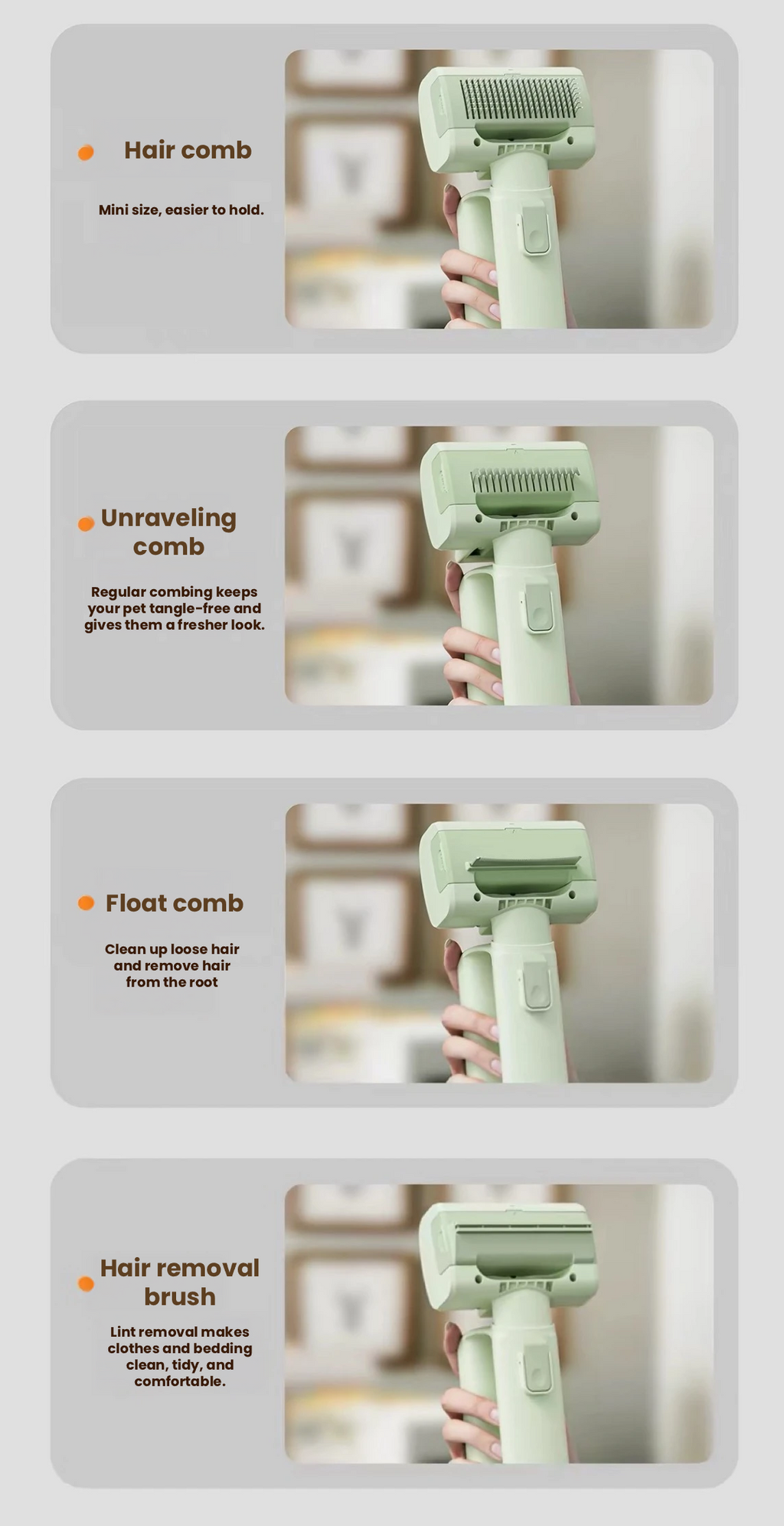 Cordless Pet Grooming Vacuum – Hair Collection Brush for Dogs & Cats
