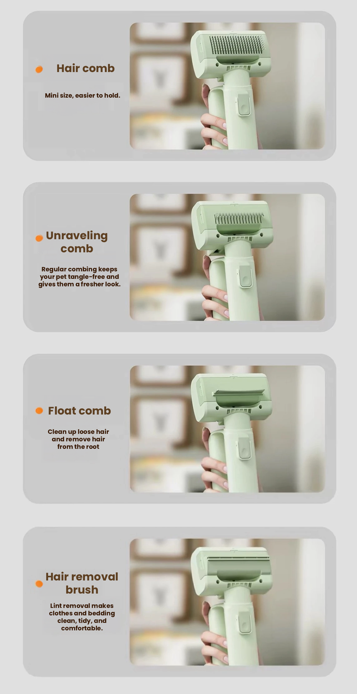 Cordless Pet Grooming Vacuum – Hair Collection Brush for Dogs & Cats