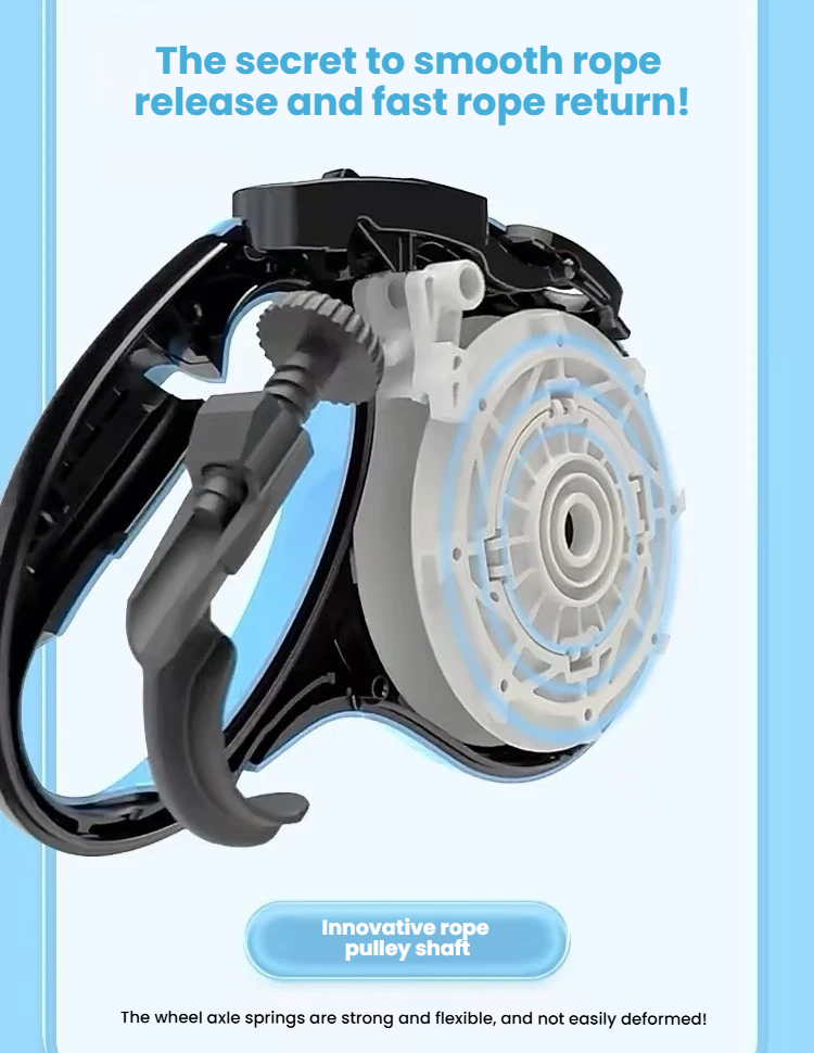Cutaway illustration showing the Flexi retractable lead spool mechanism