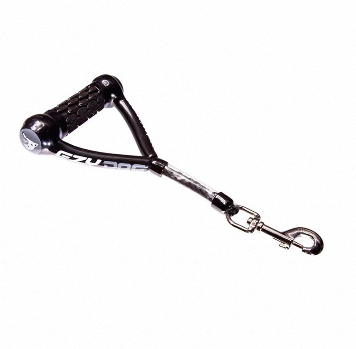 Black EzyDog Mongrel short dog lead with a triangular handle and snap hook