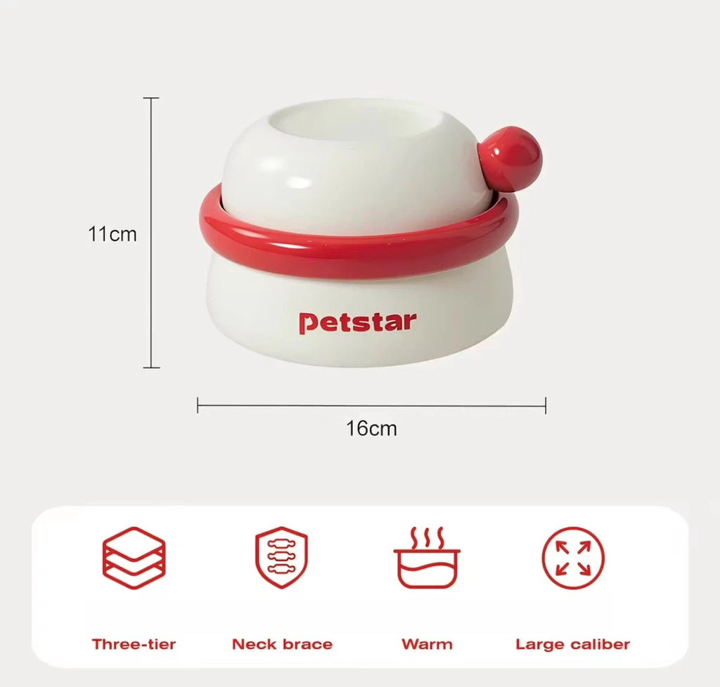 Petstar Ceramic Elevated Cat & Dog Bowls, 3-in-1 Feeding Set