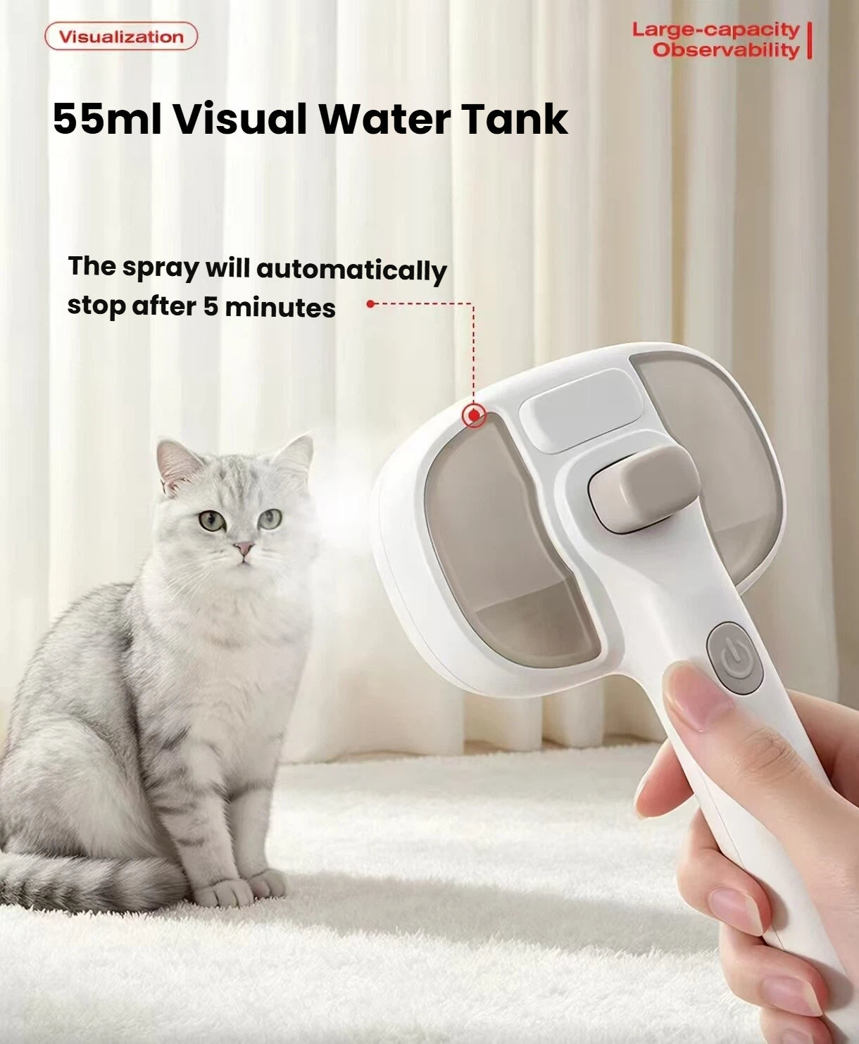 Petstar Spray Deshedding Brush for Cats & Dogs