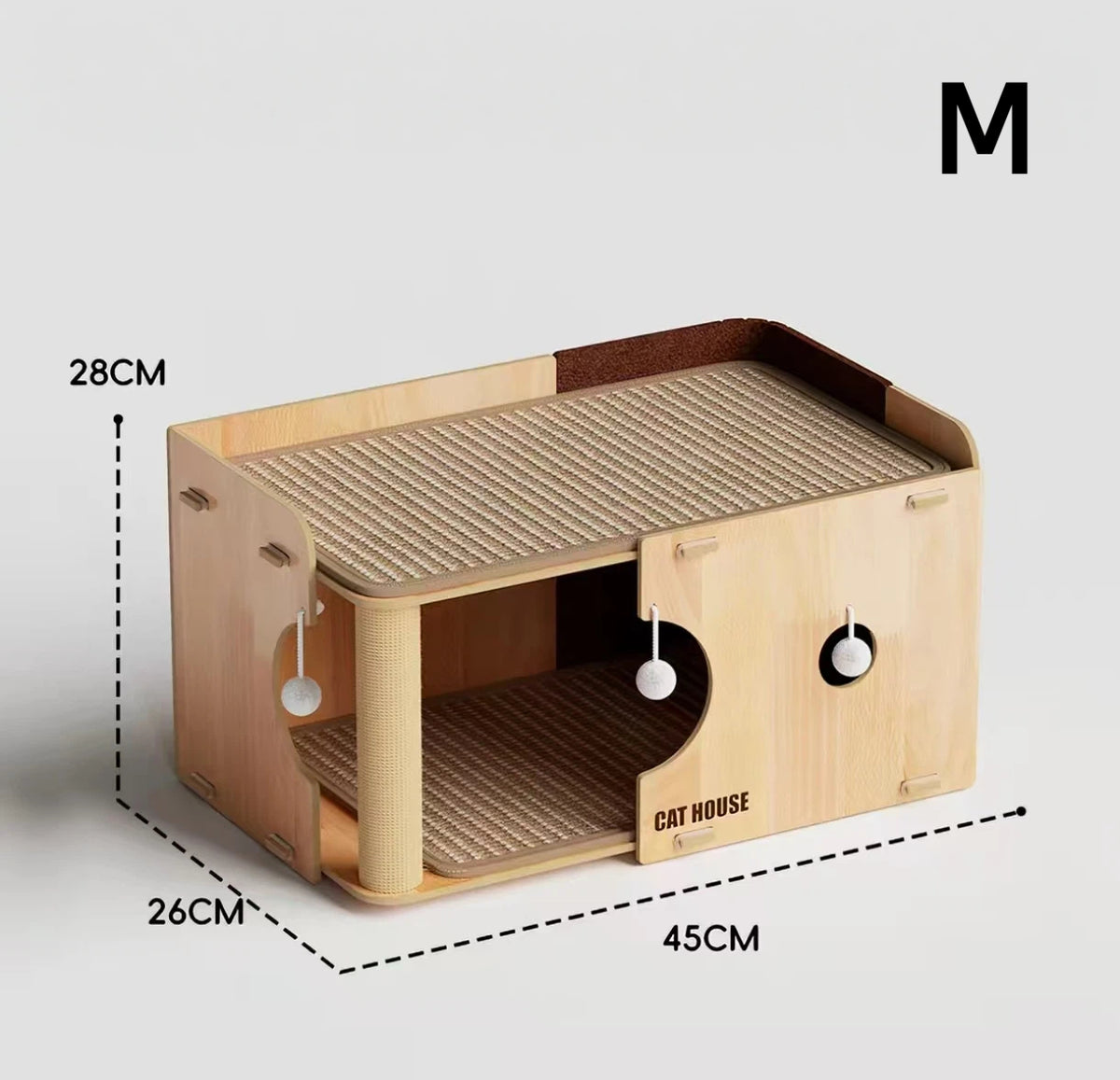 Medium double-level cat bed dimensions of 45 by 28 by 26 centimetres