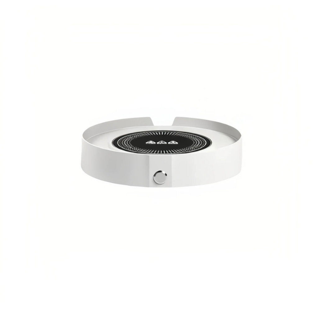 White Petstar warming base with circular heating surface and front control