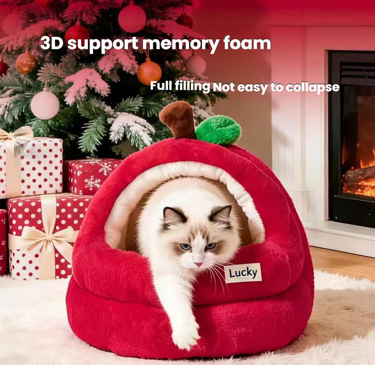 2026 New Year Winter Cat Bed: Thick, Warm & Semi-Enclosed Pet Bed