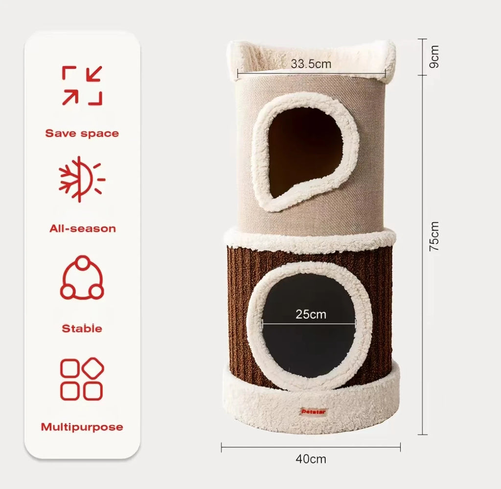 Petstar cat house dimensions showing 75 cm overall height and 40 cm base