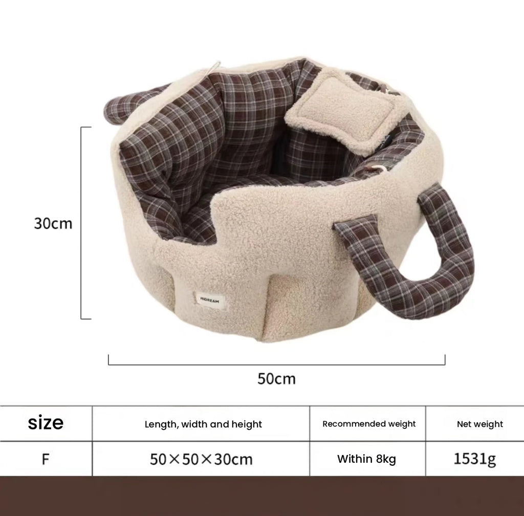 HiDREAM Portable Reversible Pet Cave Bed - Warm Plush Travel House for Cats & Dogs