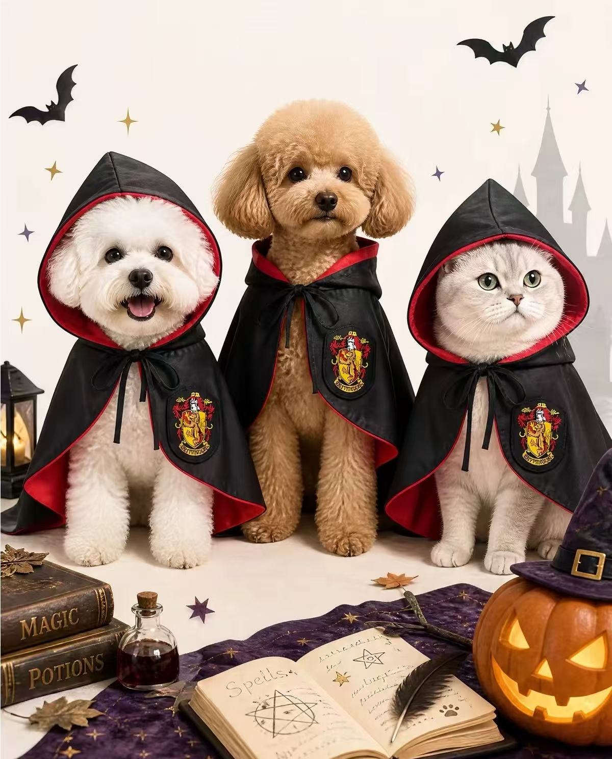 Halloween Pet Magic Cape – Funny Wizard Costume for Dogs & Cats