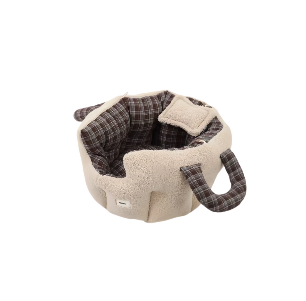 HiDREAM Portable Reversible Pet Cave Bed - Warm Plush Travel House for Cats & Dogs