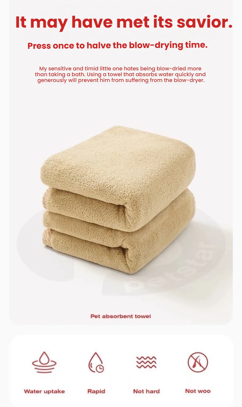 Folded beige Petstar towels showing plush thickness