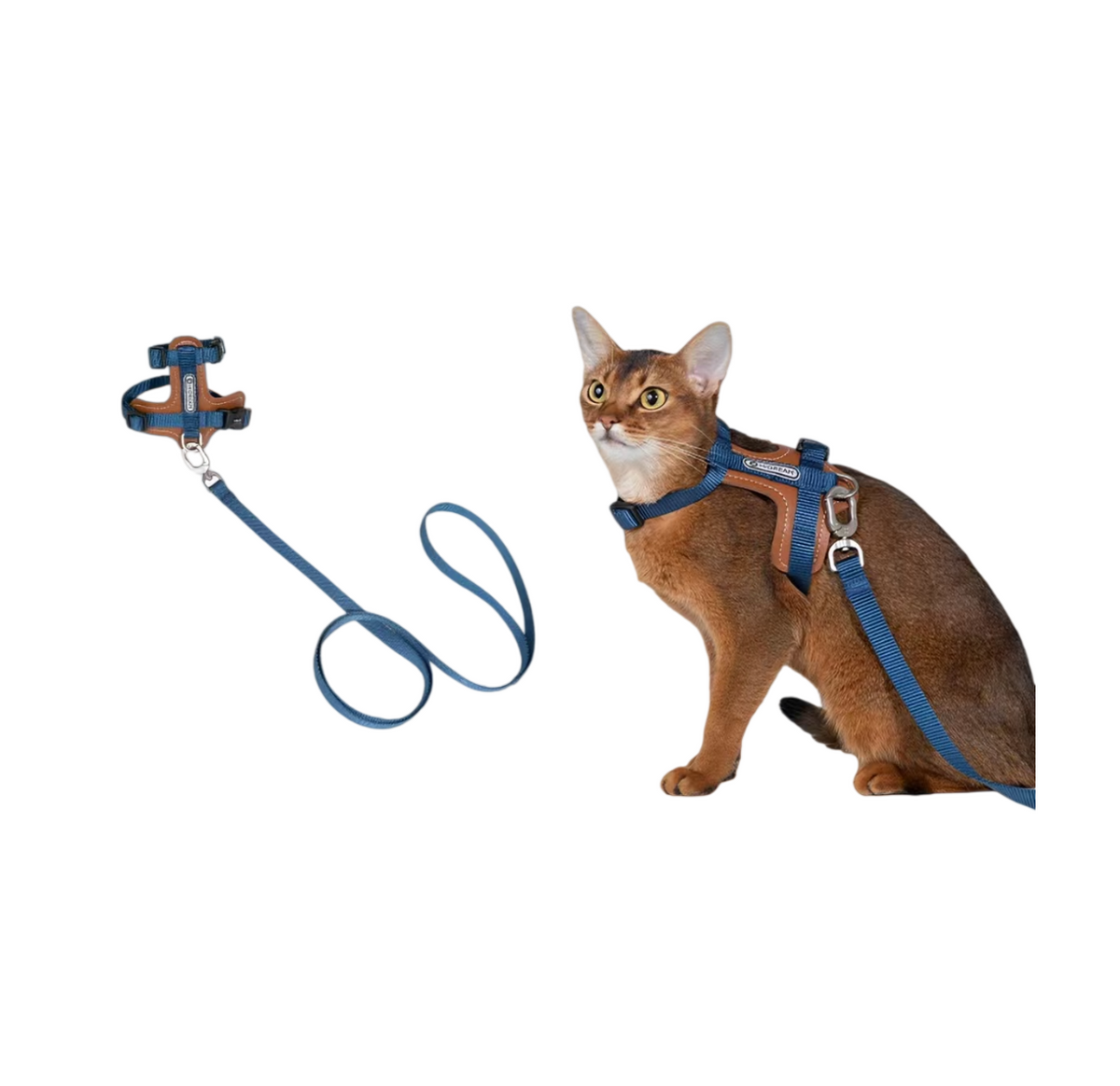 HiDREAM Leather Cat Harness and Leash Set - Adjustable Escape-Proof H-Style Vest