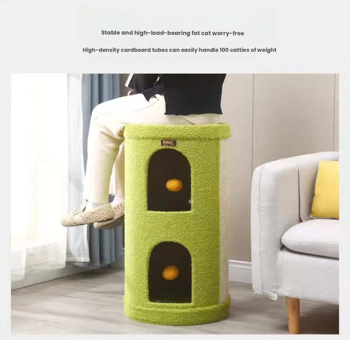 Sisal Cat Tree House: Enclosed Cat Bed with Scratching Post