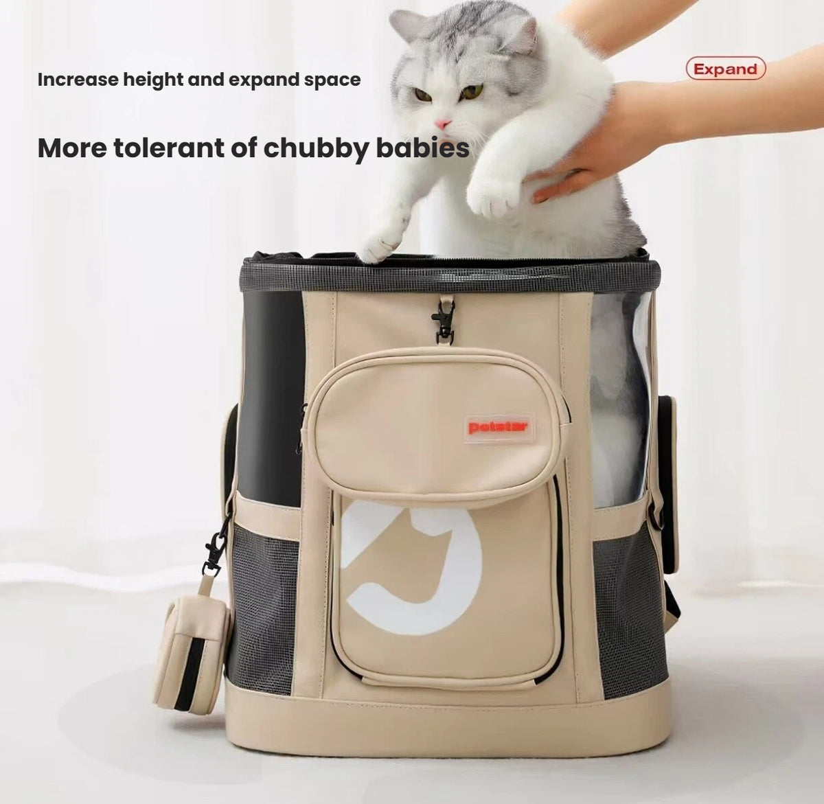 Petstar Expandable Cat Carrier Backpack, Breathable Large-Capacity Travel Bag