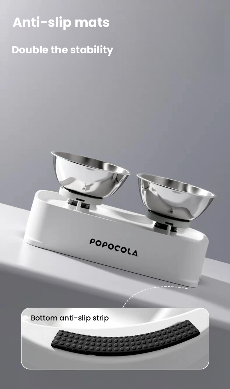 POPOCOLA Adjustable Stainless Steel Pet Bowl