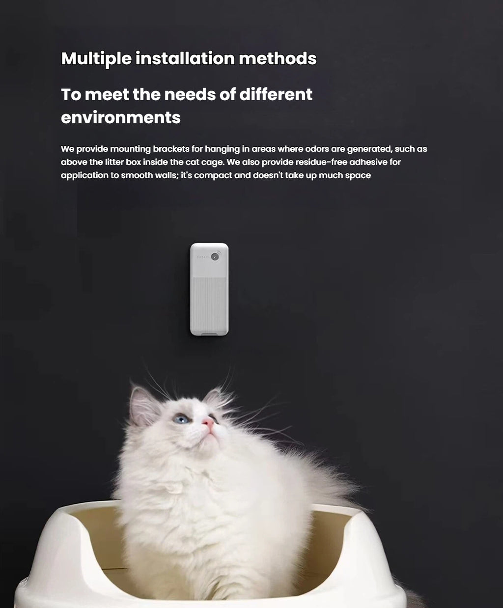 Wall and litter-box mounting options for the PETKIT deodoriser