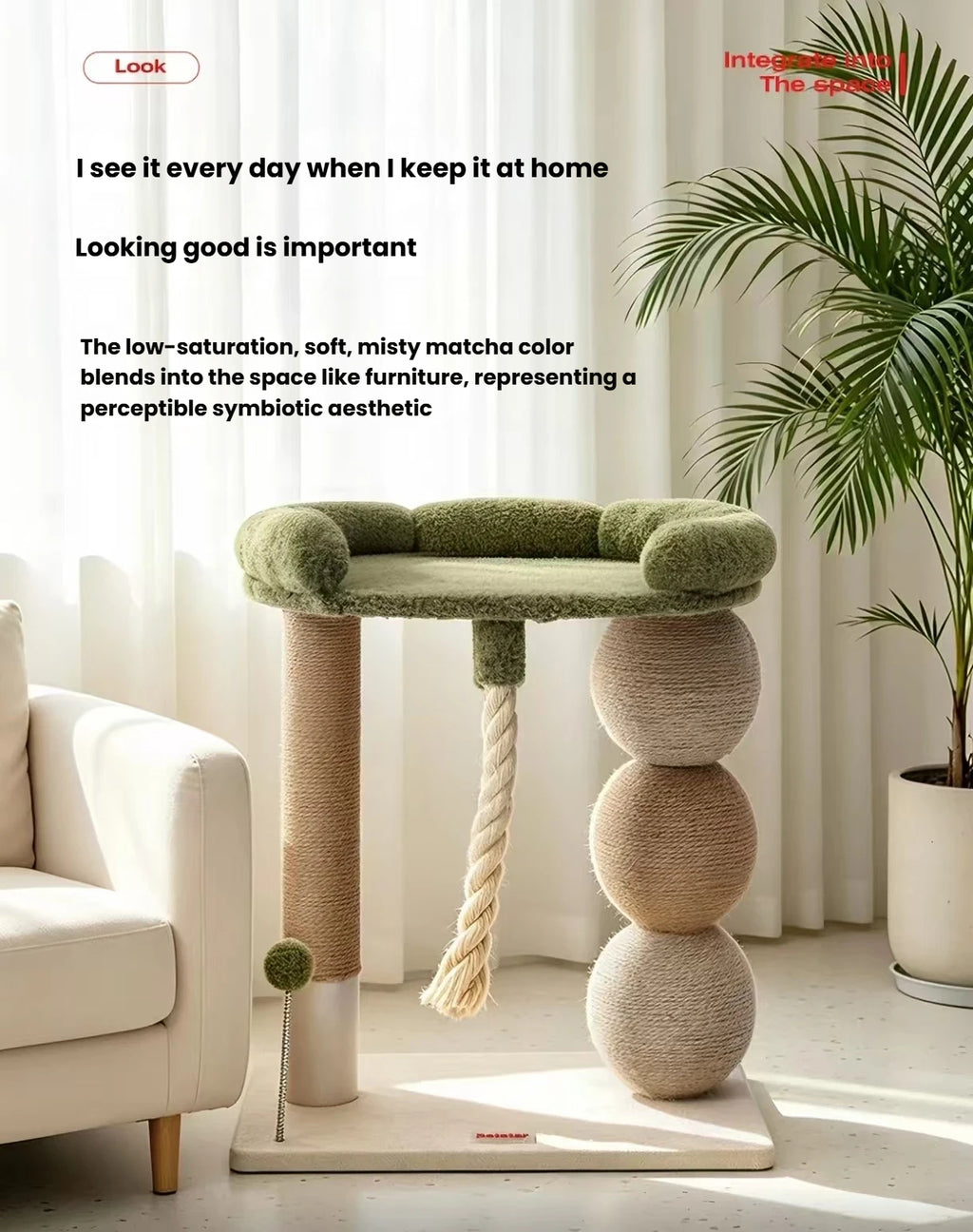 Green Petstar cat furniture displayed beside a sofa