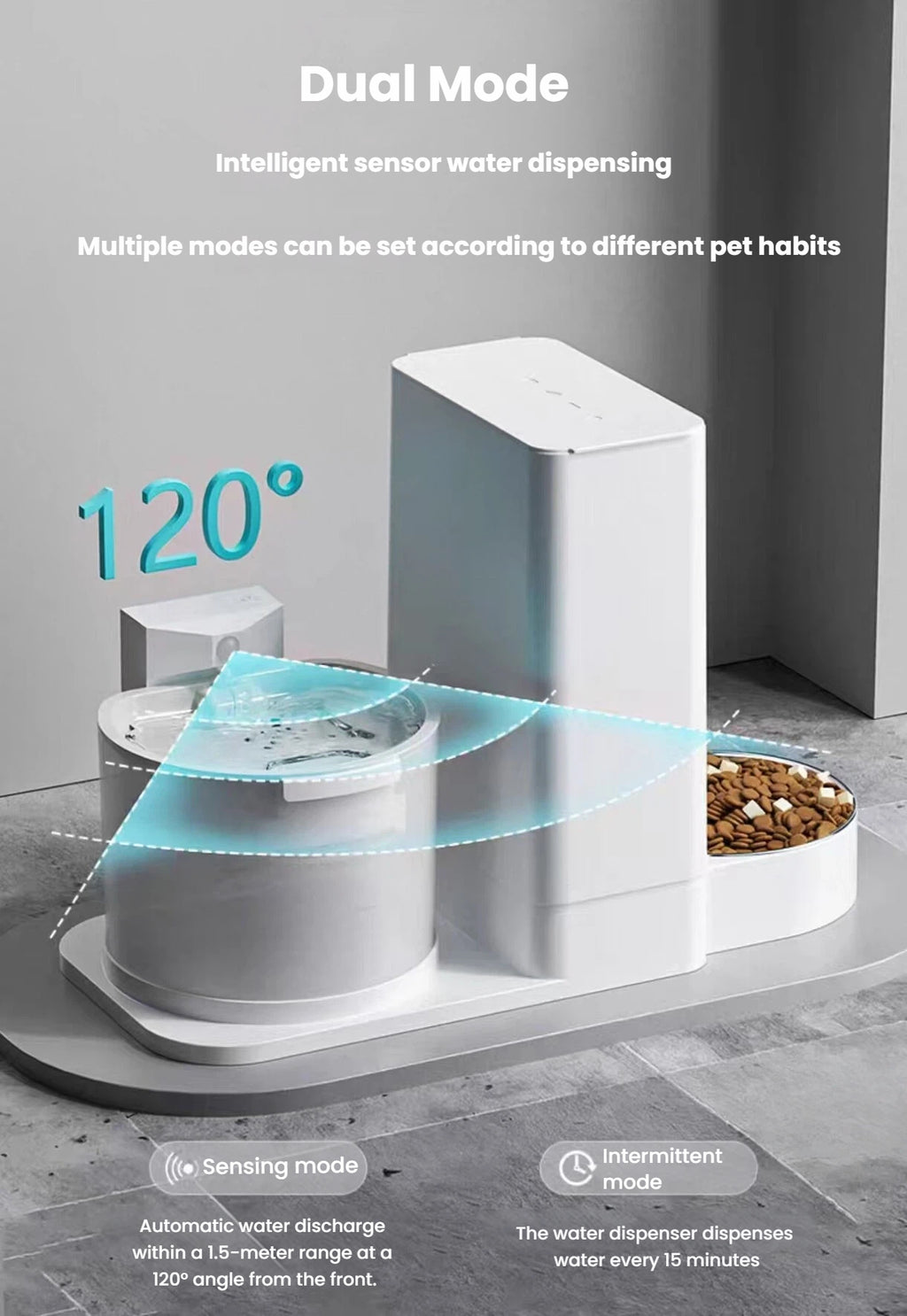 Sensing and timed dispensing modes on the Popocola pet feeder