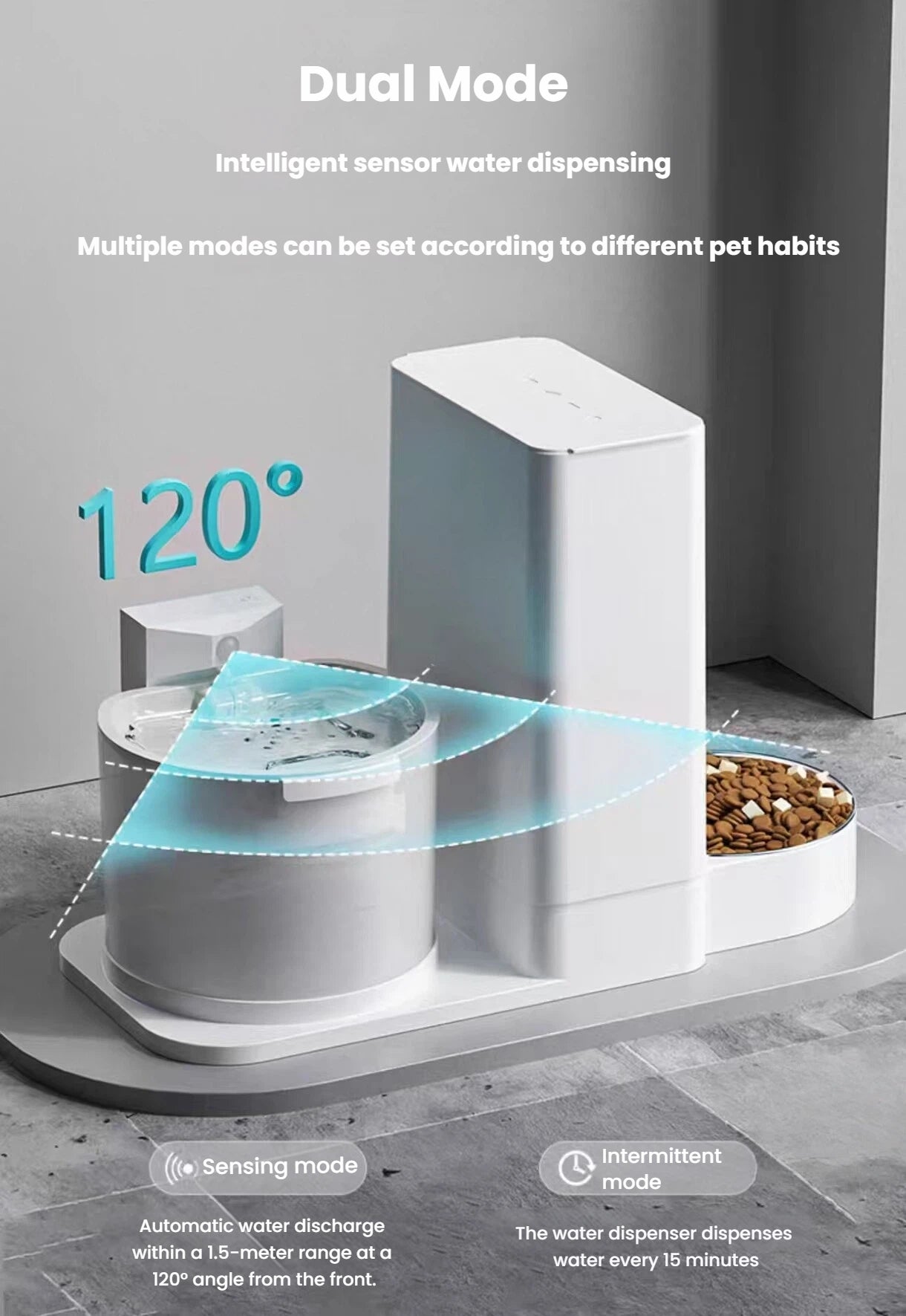 Sensing and timed dispensing modes on the Popocola pet feeder
