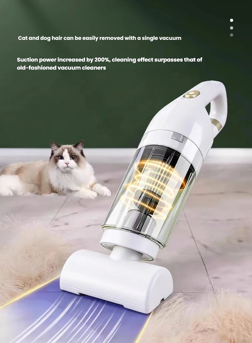 Pet Hair Vacuum: Electric Cat Hair Remover for Beds & Carpets