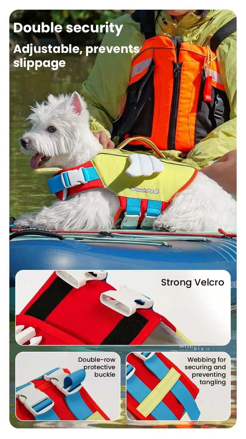 Touchdog Dog Life Jacket – Adjustable Buoyancy Vest for Swimming & Water Activities