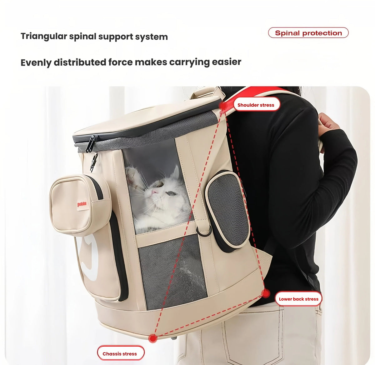 Petstar Expandable Cat Carrier Backpack, Breathable Large-Capacity Travel Bag