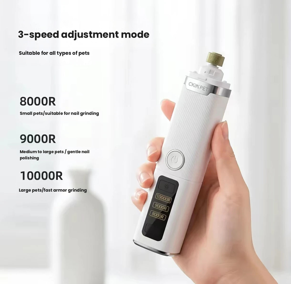 Ckin Pet Electric Pet Nail Grinder for Cats & Large Dogs