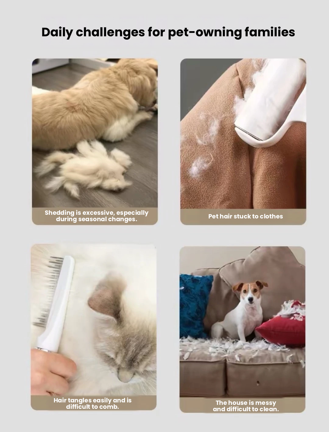 Cordless Pet Grooming Vacuum – Hair Collection Brush for Dogs & Cats