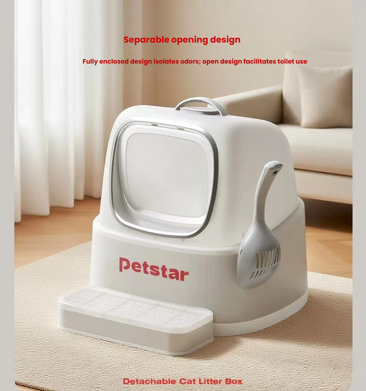 Petstar Large Enclosed Cat Litter Box with Odor Control