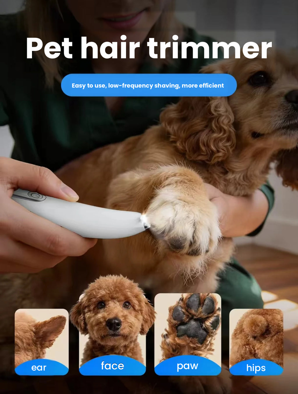 Oneisall Pet Clippers for Cats & Dogs, Paw & Body Trimmer
