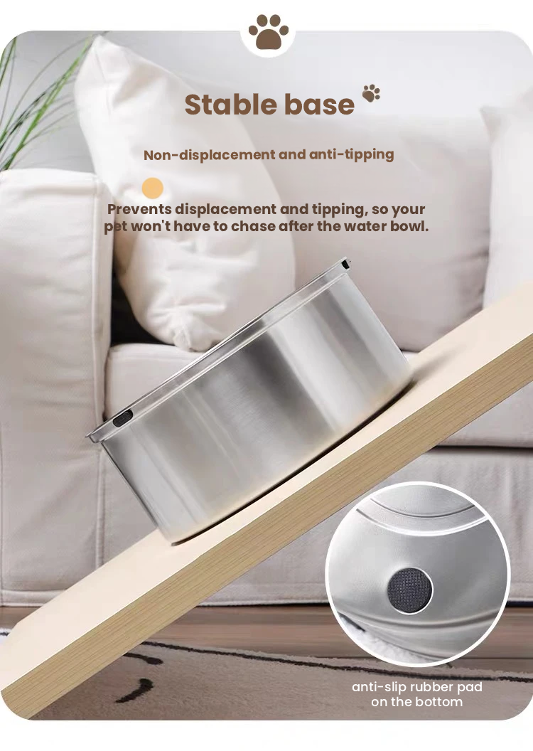 POPOCOLA Stainless Steel Floating Pet Water Bowl – Spill-Resistant Design