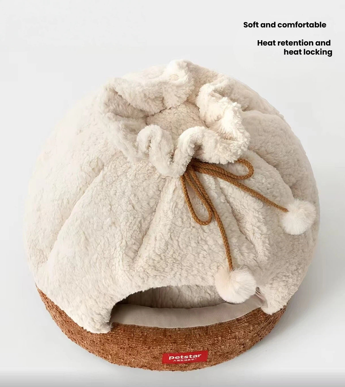 Petstar Plush Cat House, Warm Semi-Enclosed Washable Cat Bed