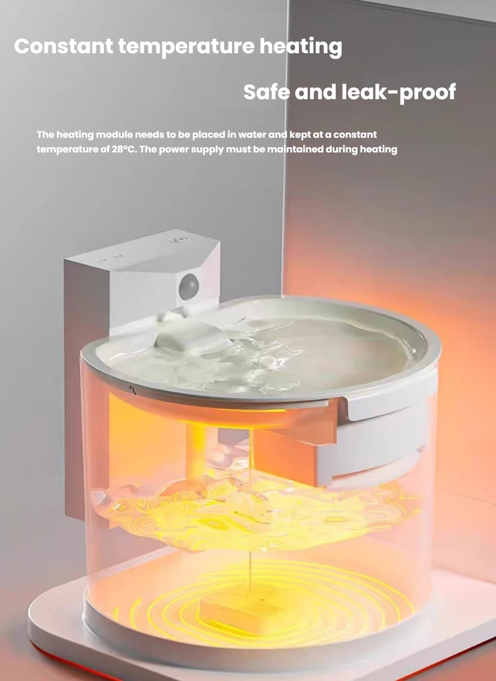 Warming system beneath the Popocola circulating water fountain