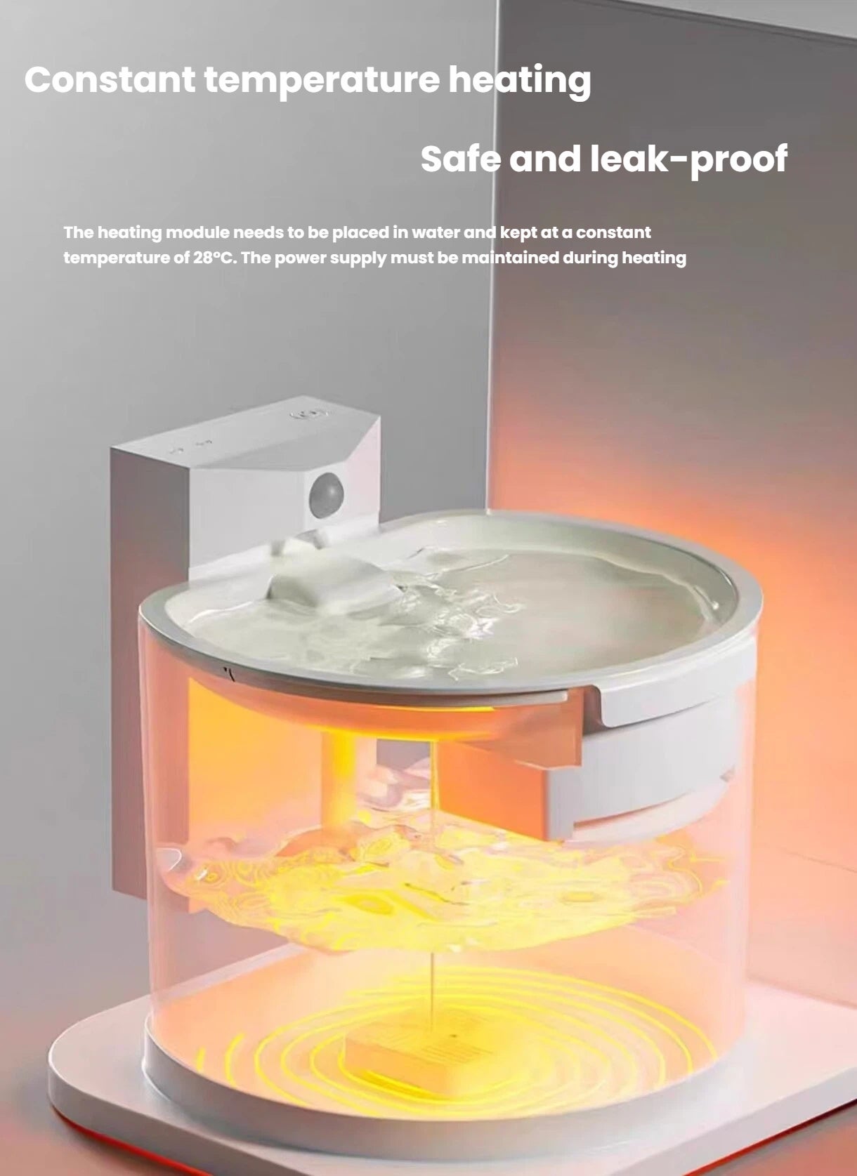 Warming system beneath the Popocola circulating water fountain