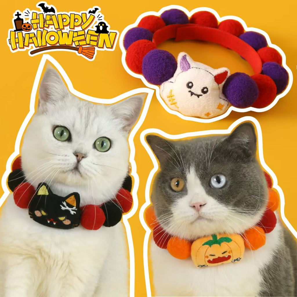 Halloween Pet Collar, Pumpkin Ghost Costume for Cats & Dogs