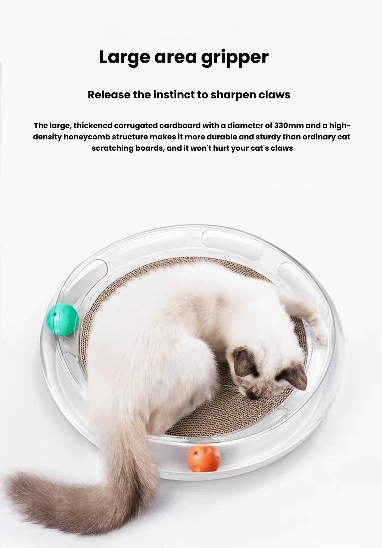 Wide corrugated scratching area on the PETKIT cat bed