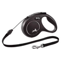 Black Flexi Classic Small retractable cord dog lead with protector belt and silver clip