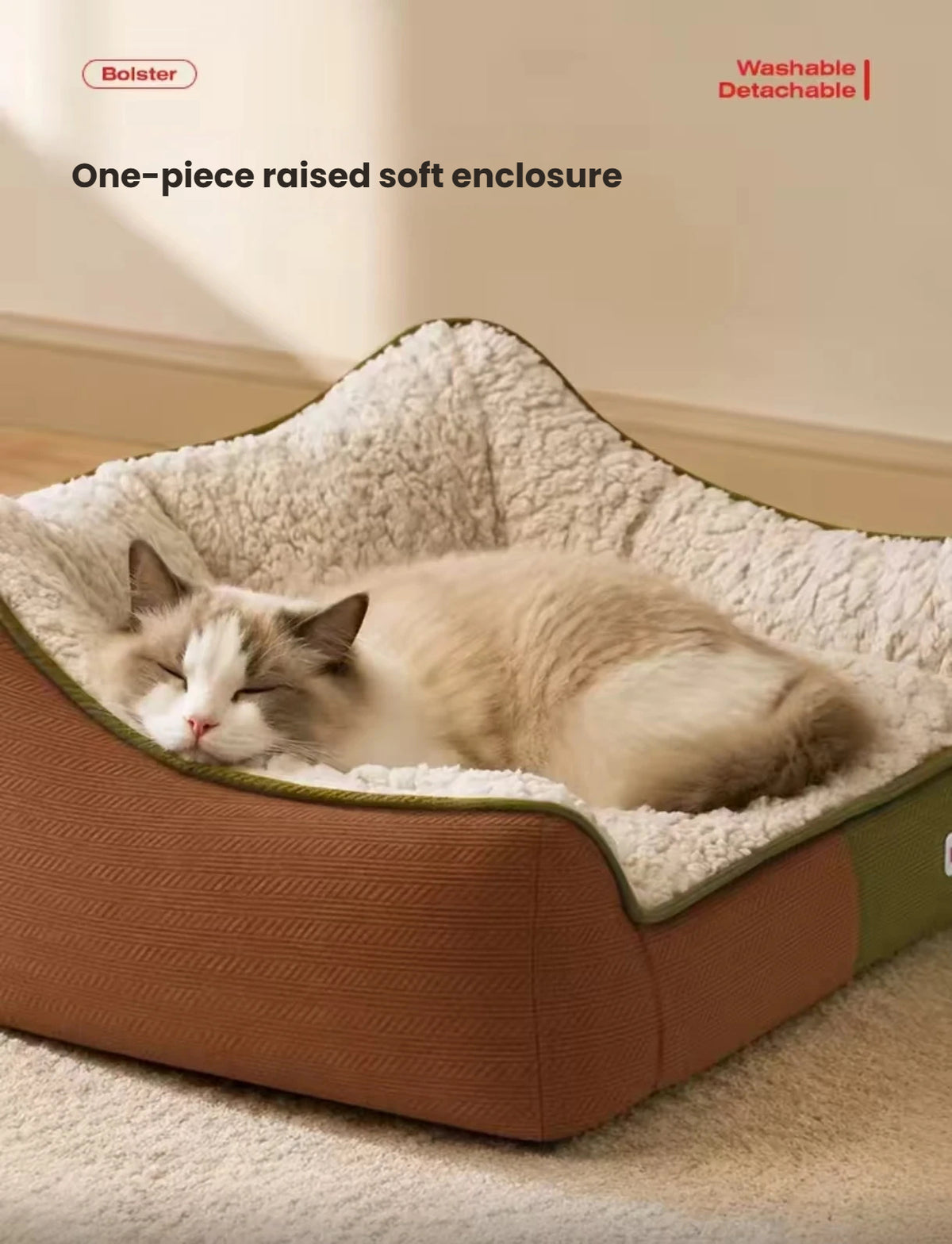 Cat resting against the raised side of the Petstar pet sofa