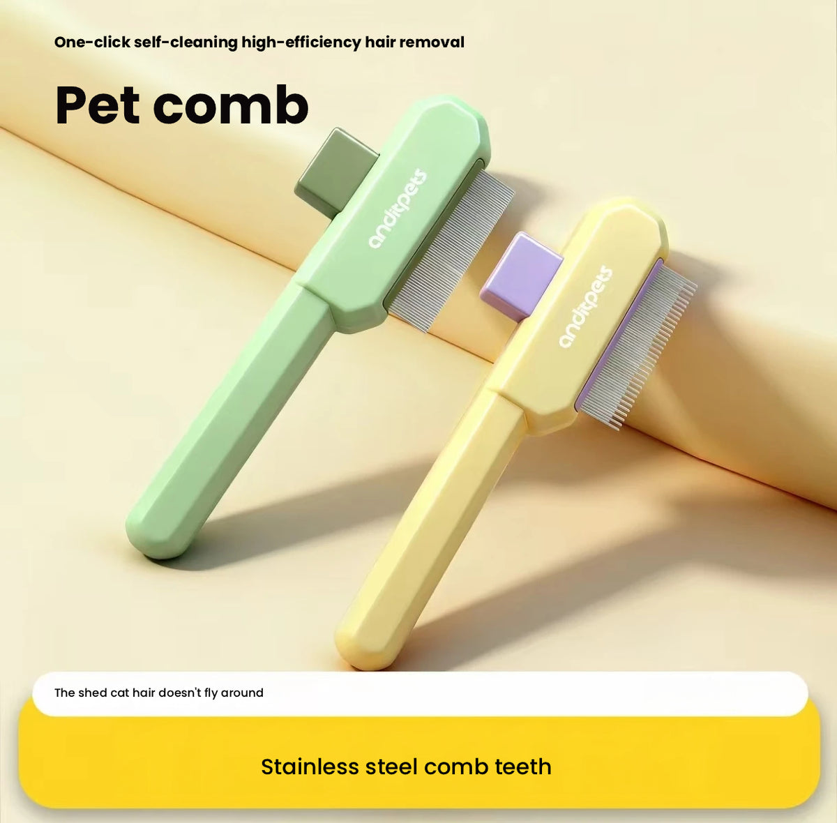 Pet Deshedding Comb for Cats & Dogs, Hair Removal Grooming Tool