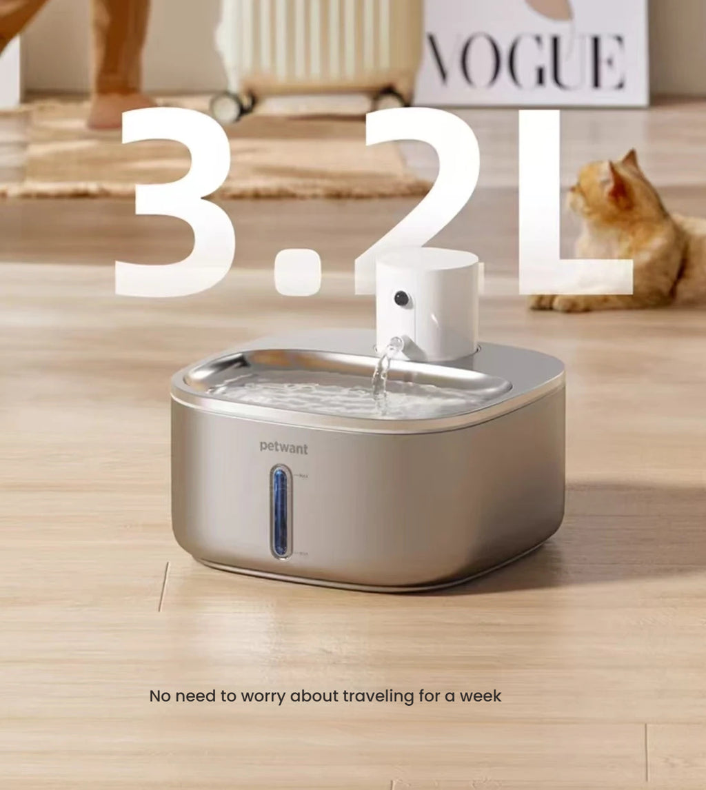 Petwant W4 Cordless Stainless Steel Cat Water Fountain