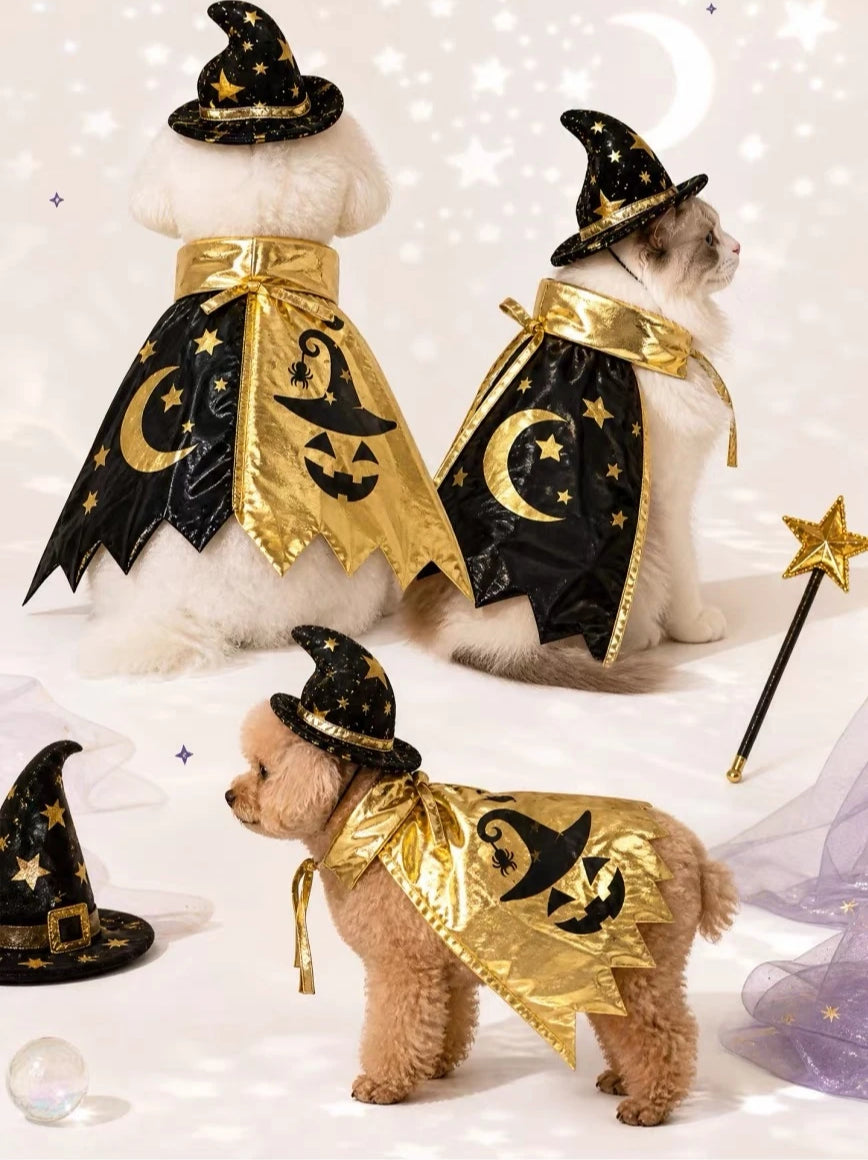 Halloween Pet Magic Cape – Funny Wizard Costume for Dogs & Cats