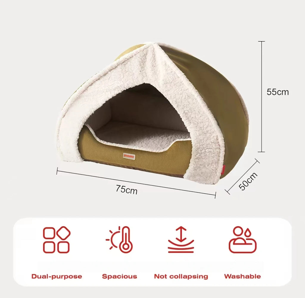 Petstar tent bed dimensions: 75 cm wide, 50 cm deep and 55 cm high