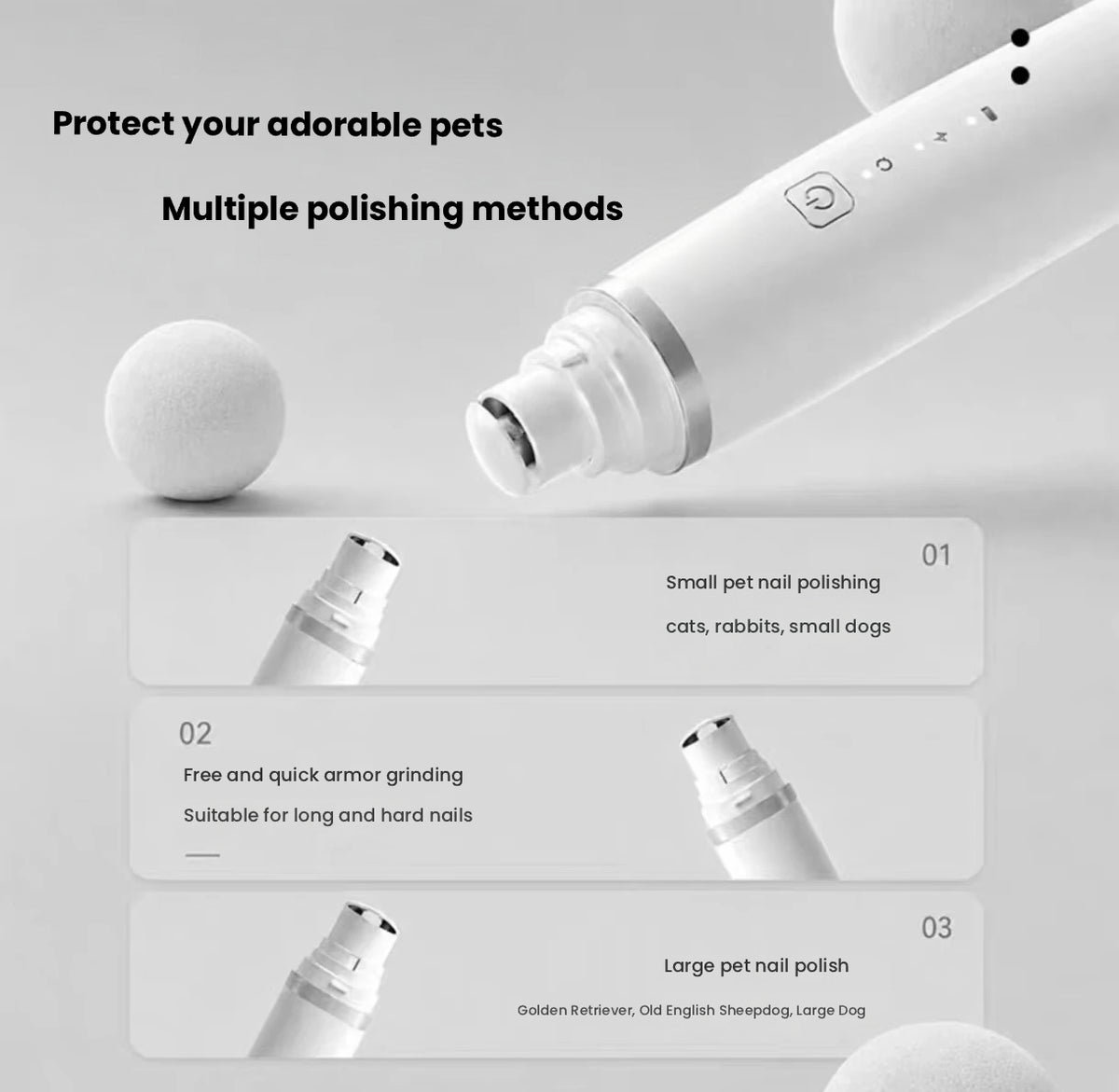 Electric Pet Nail Grinder for Cats & Dogs, Paw Trimmer