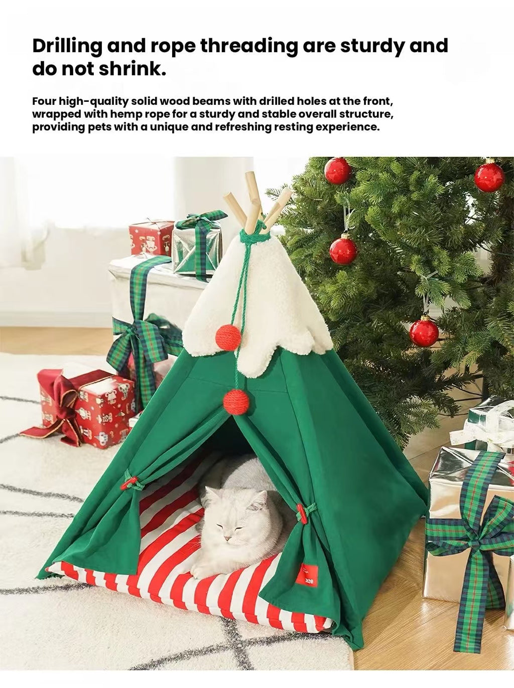 ZEZE Plush Pet Tent Bed – Warm Winter Shelter for Cats & Dogs