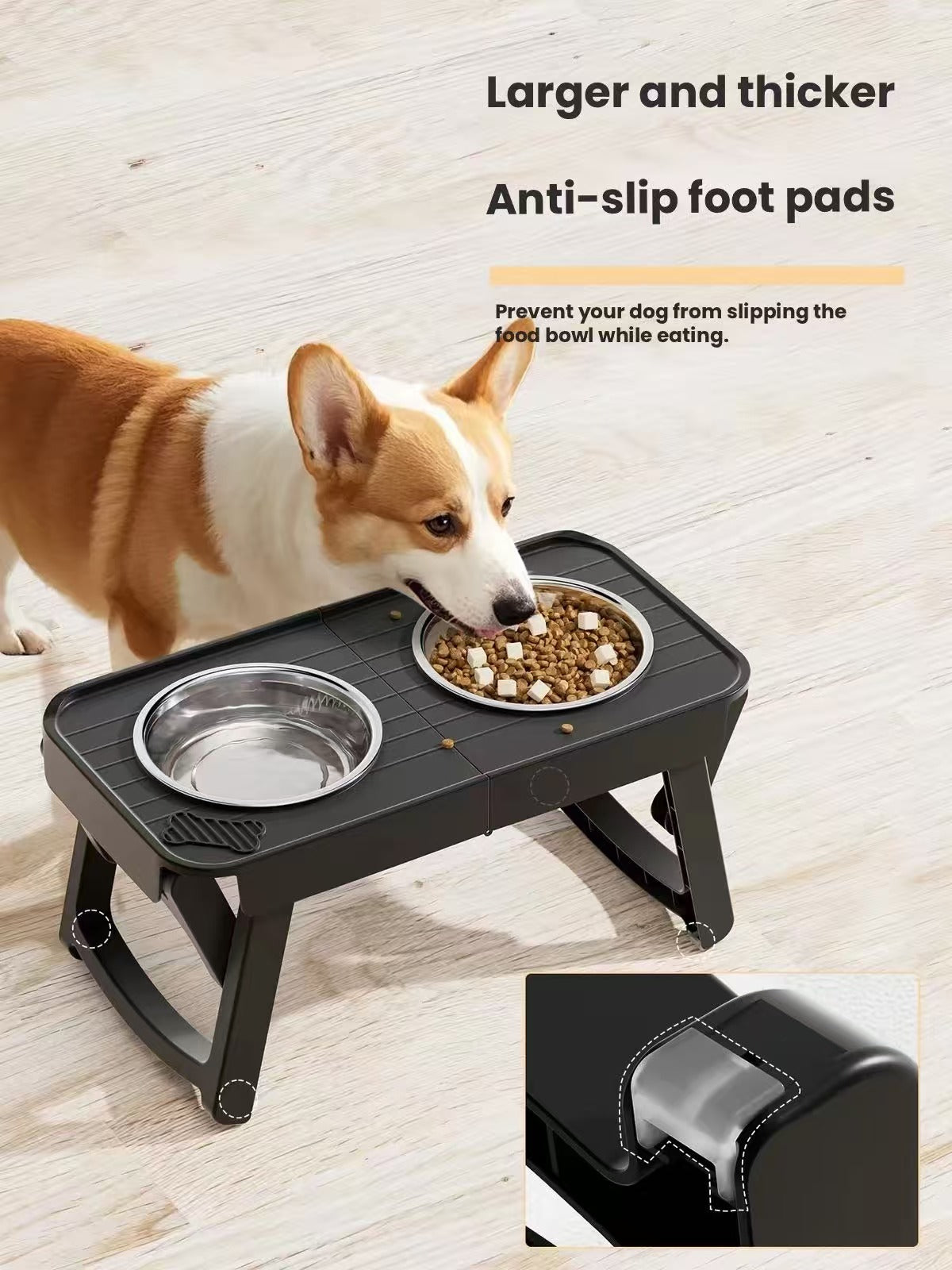 JKULnlnG Adjustable Raised Stainless Steel Dog Bowl